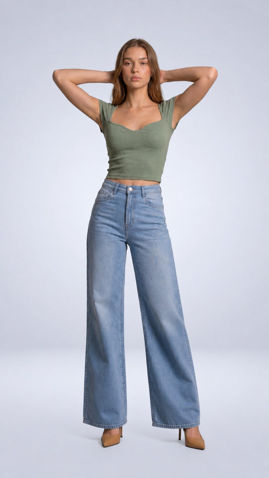 Jeans Wide Leg Claro